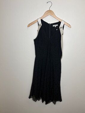 Zac Posen Black Dress with White Strap Details